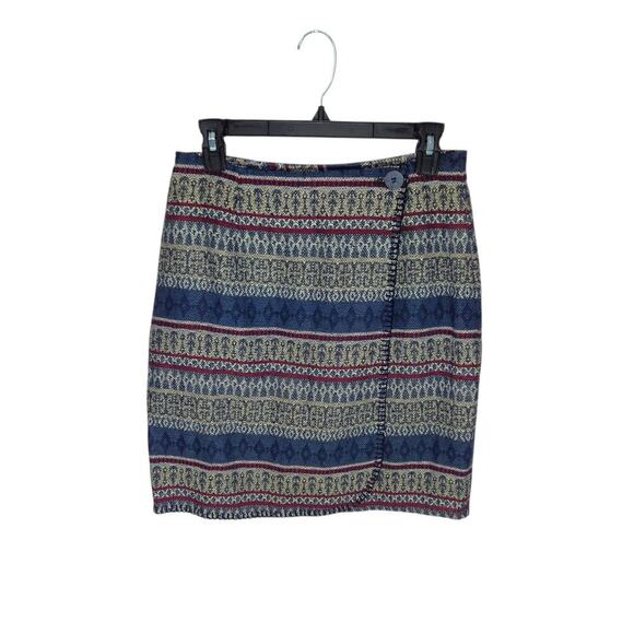 other Dresses & Skirts - VNTG 90s Wrap Skirt Southwestern Knee-Length High Rise Strips Textured Sz 10 M